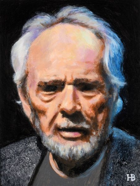 hugh bryden head study acrylic 15cm x 20cm unframed 