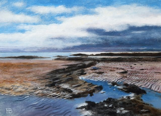 hugh bryden sea and sand acrylic 32 x 42cm 