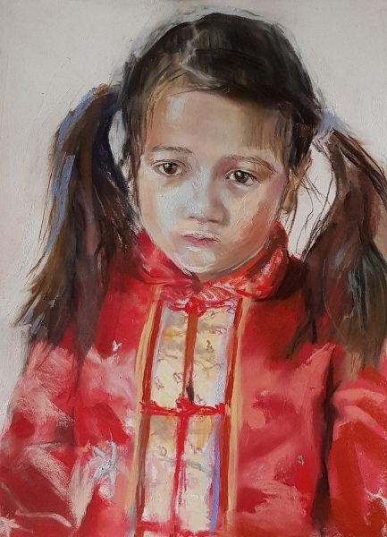 Lockdown Chinese New Year, Elaine Woo MacGregor, Portrait of Artist's Daughter, Pastels on Pastelmat, 48 x 39 x 3cm (framed dimensions)